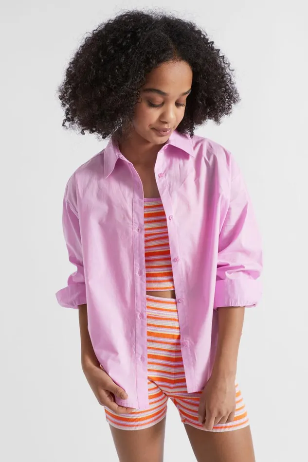 TShirts and Tops Teen Girl Seed Heritage Poplin Overshirt Soft Orchid