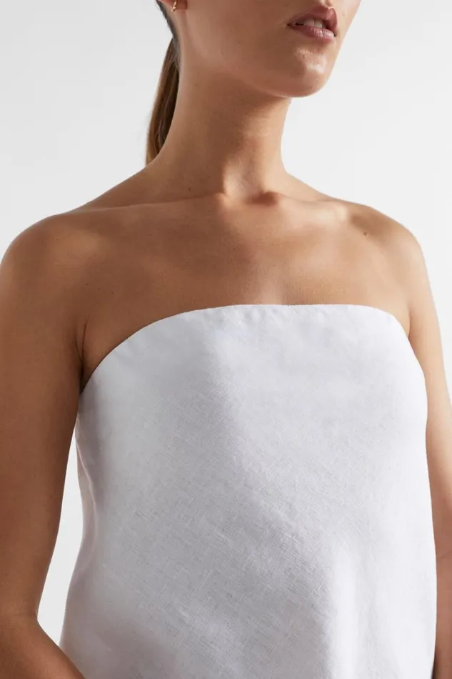 TShirts and Tops Woman Seed Heritage Core Linen Strapless Top Whisper White