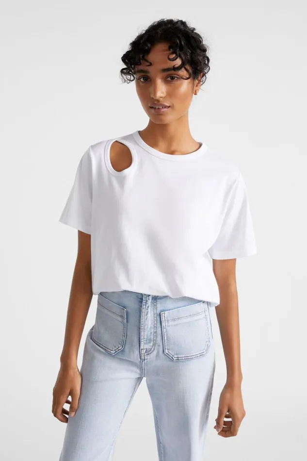 TShirts and Tops Woman Seed Heritage Cut Out Boxy Tee Whisper White