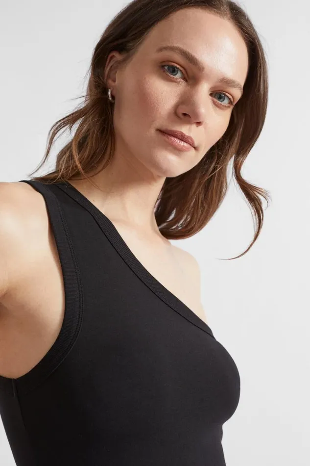 TShirts and Tops Woman Seed Heritage One Shoulder Tank Black
