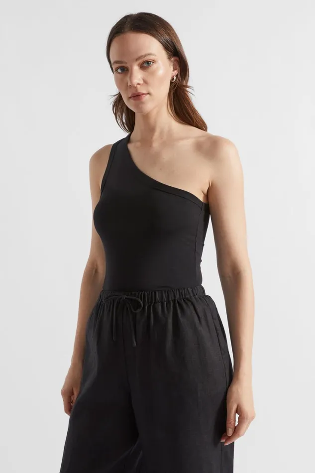 TShirts and Tops Woman Seed Heritage One Shoulder Tank Black