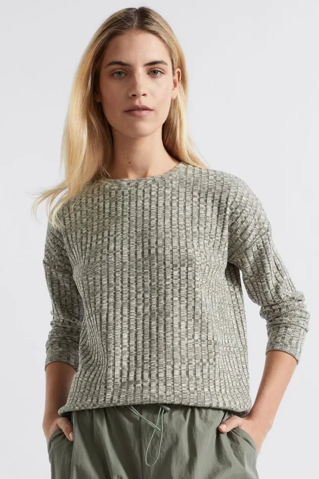 TShirts and Tops Woman Seed Heritage Ribbed Long Sleeve Top Smokey Olive Twist