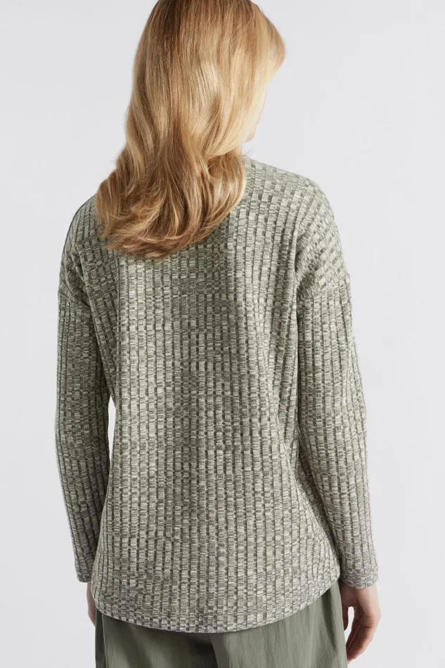 TShirts and Tops Woman Seed Heritage Ribbed Long Sleeve Top Smokey Olive Twist