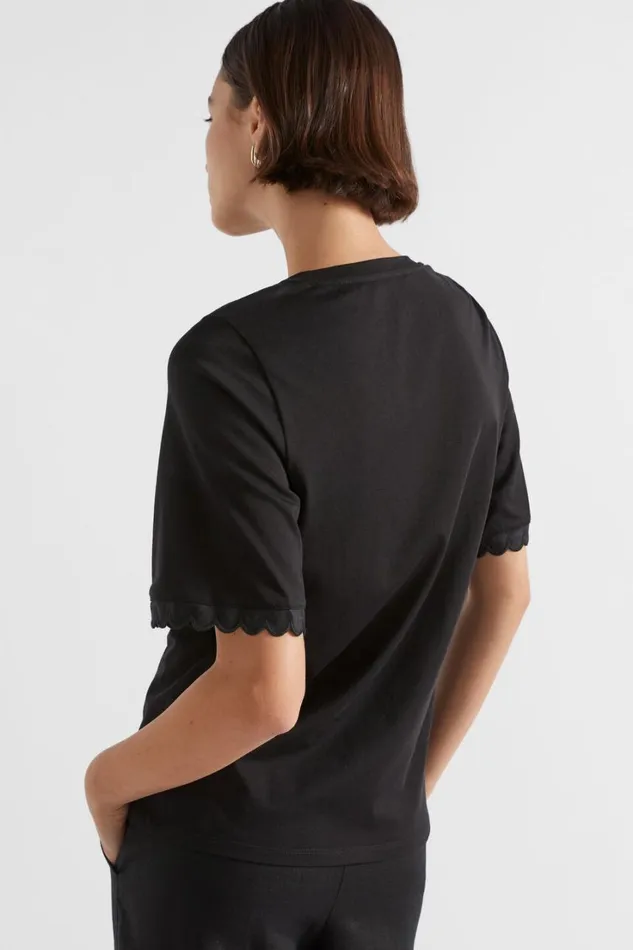 TShirts and Tops Woman Seed Heritage Scallop Trim Tee Black
