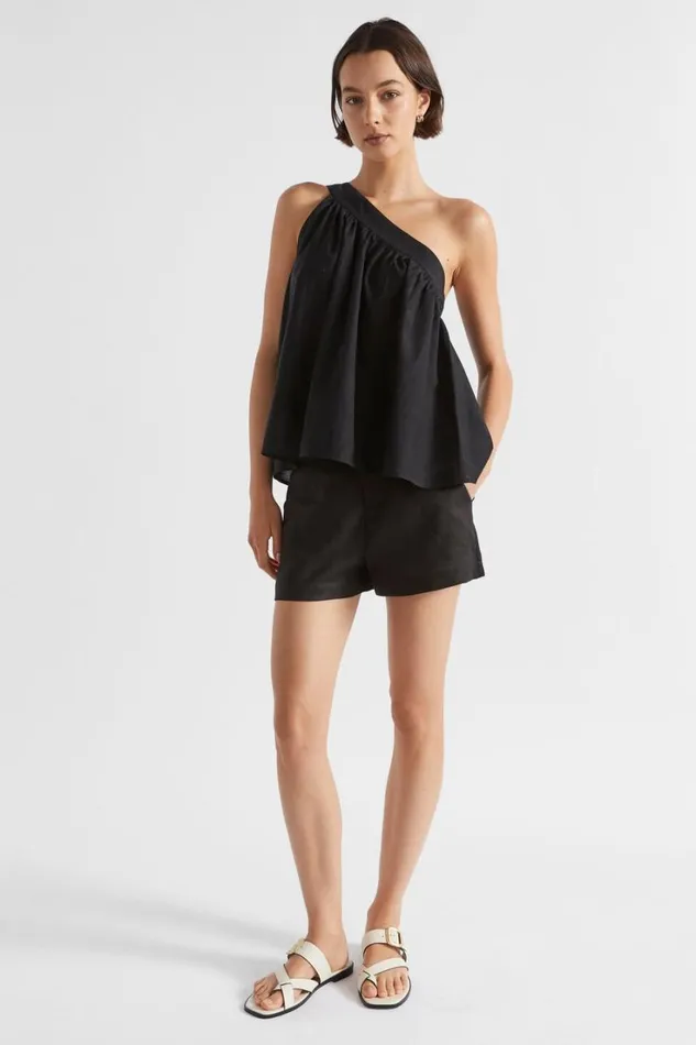 TShirts and Tops Woman Seed Heritage Voile Tie Shoulder Top Black