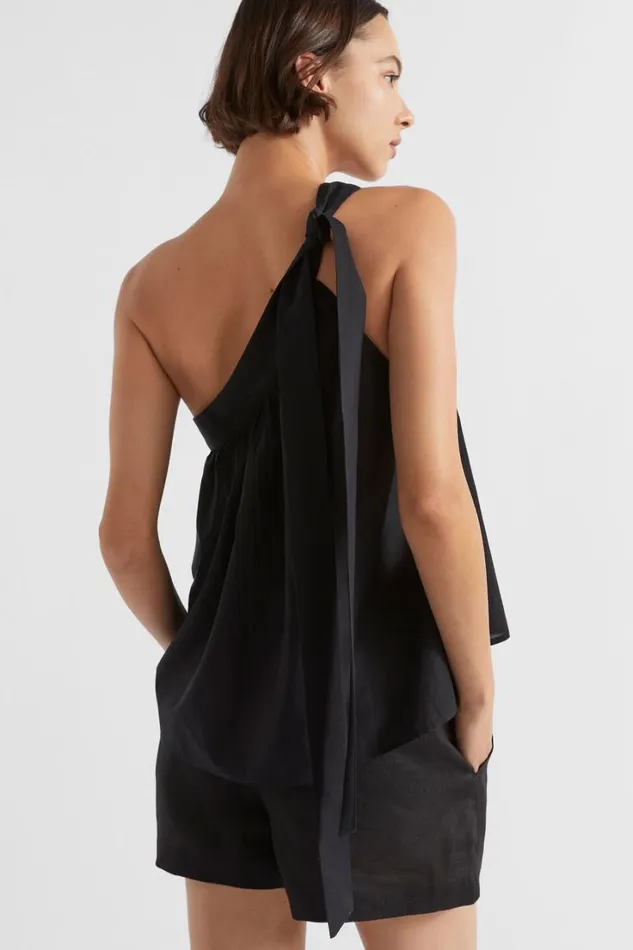 TShirts and Tops Woman Seed Heritage Voile Tie Shoulder Top Black