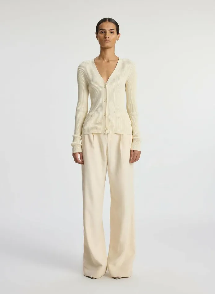 Tees and Tanks Women ALC Ren Ribbed Cardigan Buttercream