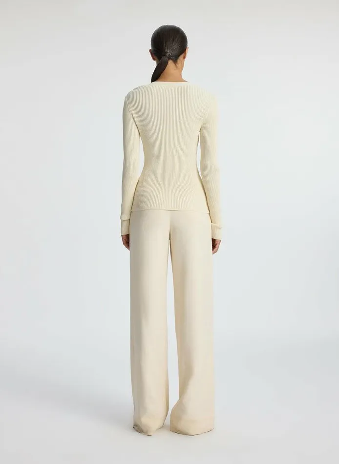 Tees and Tanks Women ALC Ren Ribbed Cardigan Buttercream