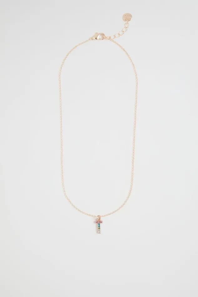 The AZ Of Initials Girl Seed Heritage Rainbow Diamante Initial Necklace T