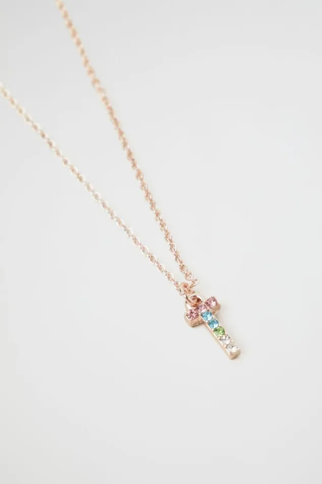 The AZ Of Initials Girl Seed Heritage Rainbow Diamante Initial Necklace T