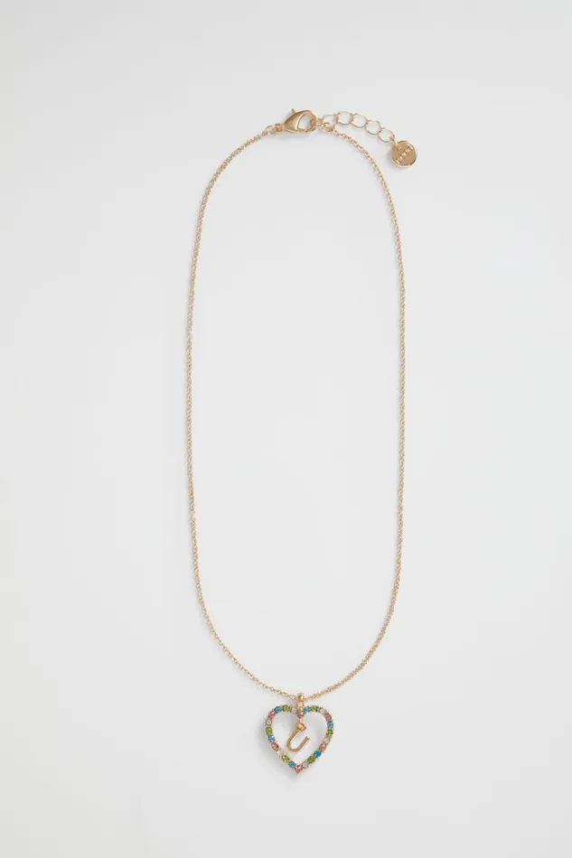 The AZ Of Initials Girl Seed Heritage Rainbow Heart Initial Necklace U