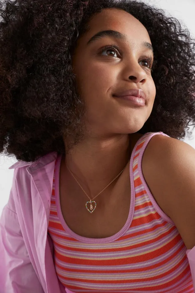 The AZ Of Initials Girl Seed Heritage Rainbow Heart Initial Necklace U