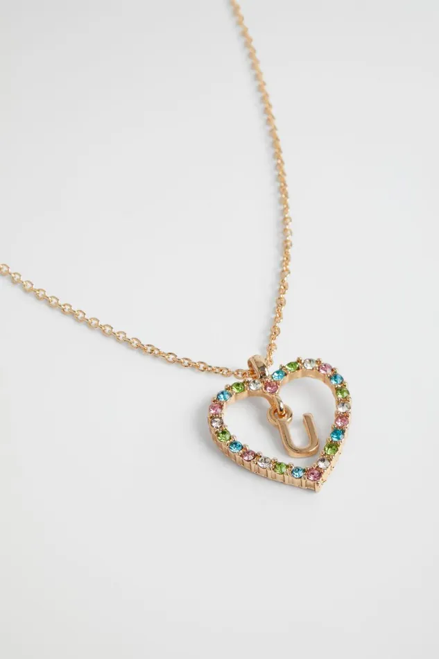 The AZ Of Initials Girl Seed Heritage Rainbow Heart Initial Necklace U