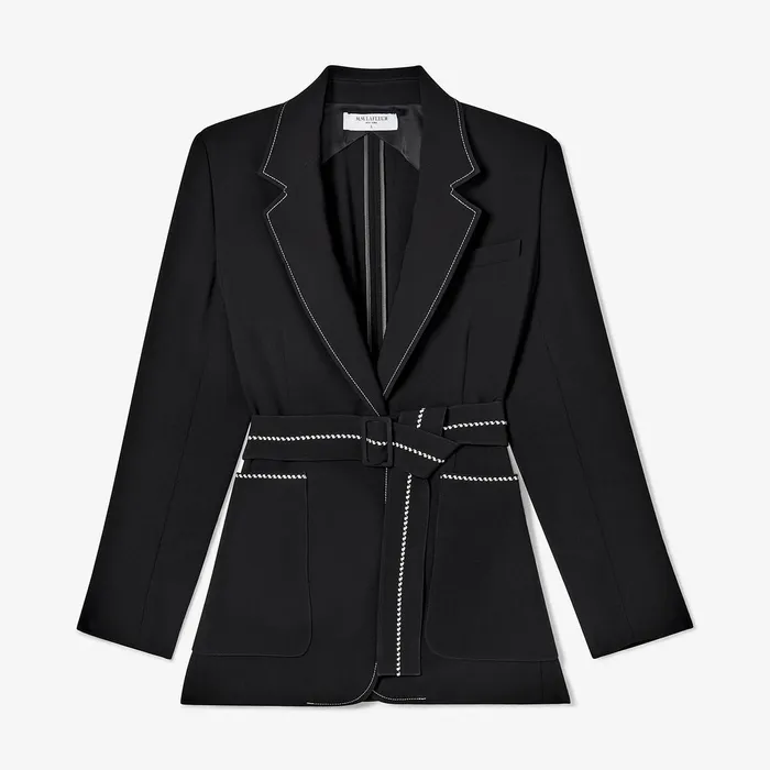 The Athena Jetset Blazer 8211 Everyday Crepe with Topstitch Black With Topstitch Women Jackets M M LaFleur