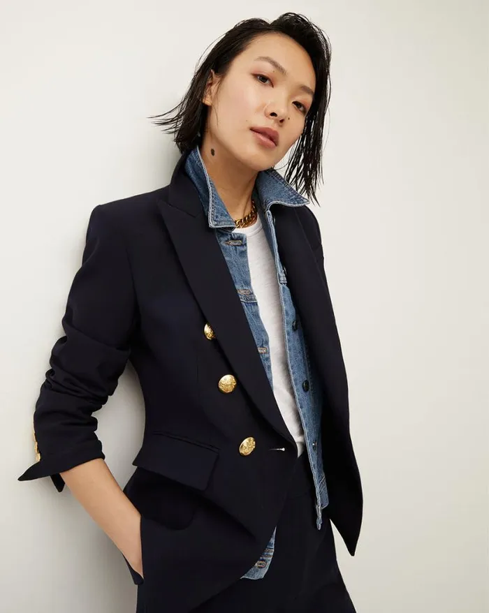 The Miller Jacket Jackets Veronica Beard Miller Dickey Jacket Slate Dickey Set Navydenim Blue