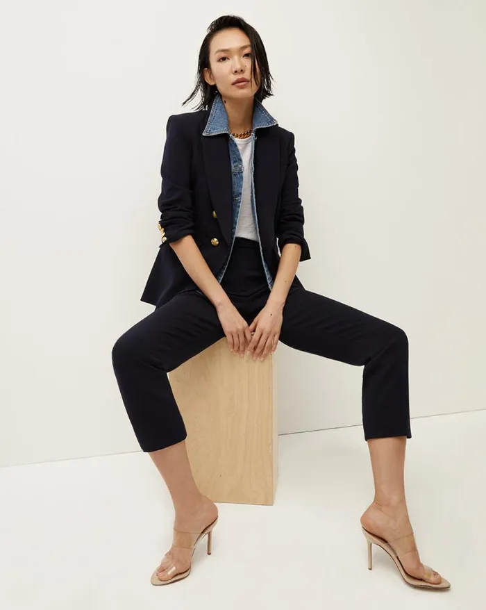 The Miller Jacket Jackets Veronica Beard Miller Dickey Jacket Slate Dickey Set Navydenim Blue