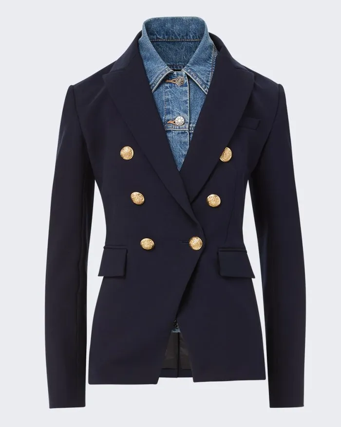 The Miller Jacket Jackets Veronica Beard Miller Dickey Jacket Slate Dickey Set Navydenim Blue