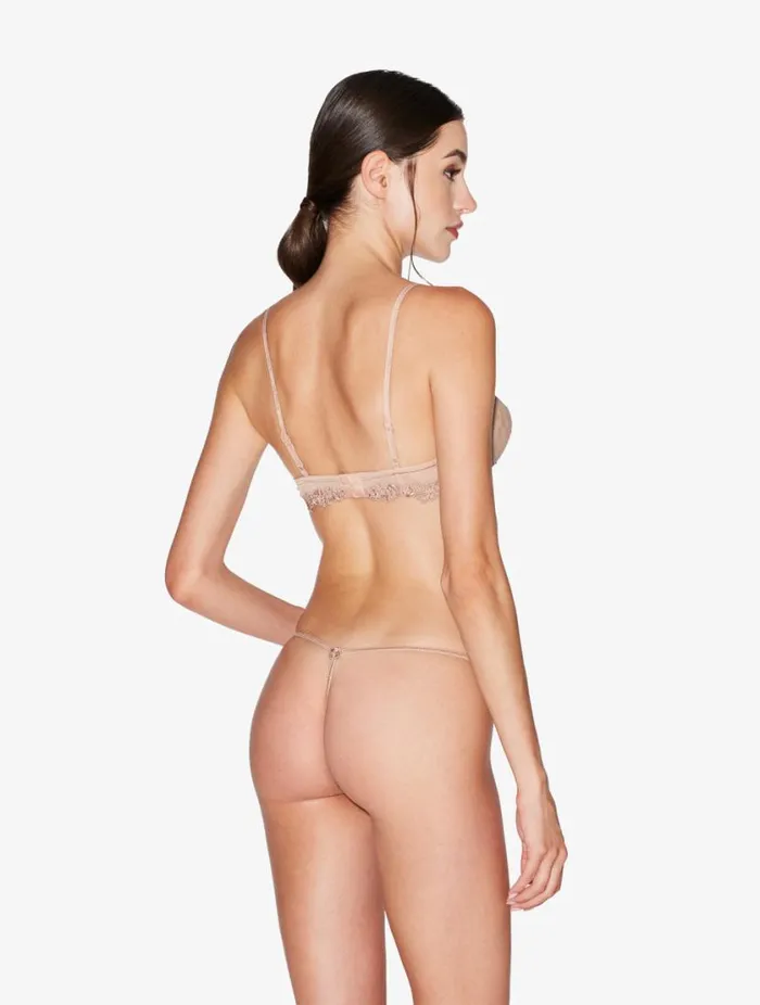 Thong In Sand Stretch Tulle Lingerie La Perla G String and Thong