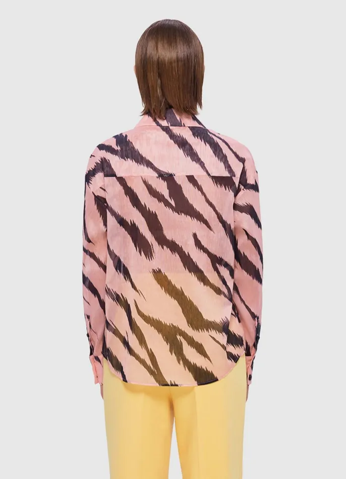 Tops and Shirts Women LEO LIN Brooklynn Linen Shirt 8211 Tiger Print In Pink