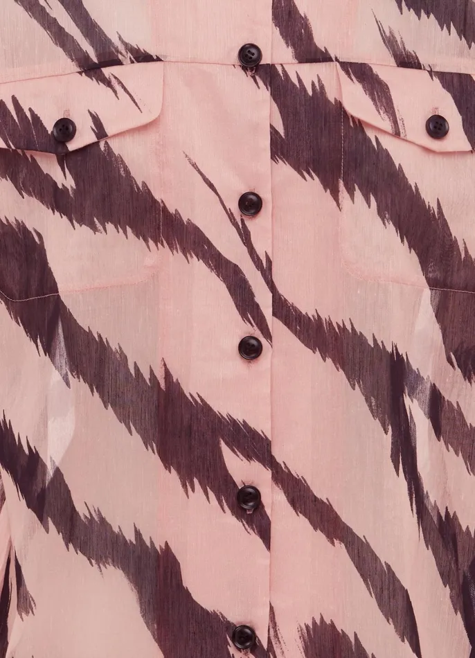 Tops and Shirts Women LEO LIN Brooklynn Linen Shirt 8211 Tiger Print In Pink