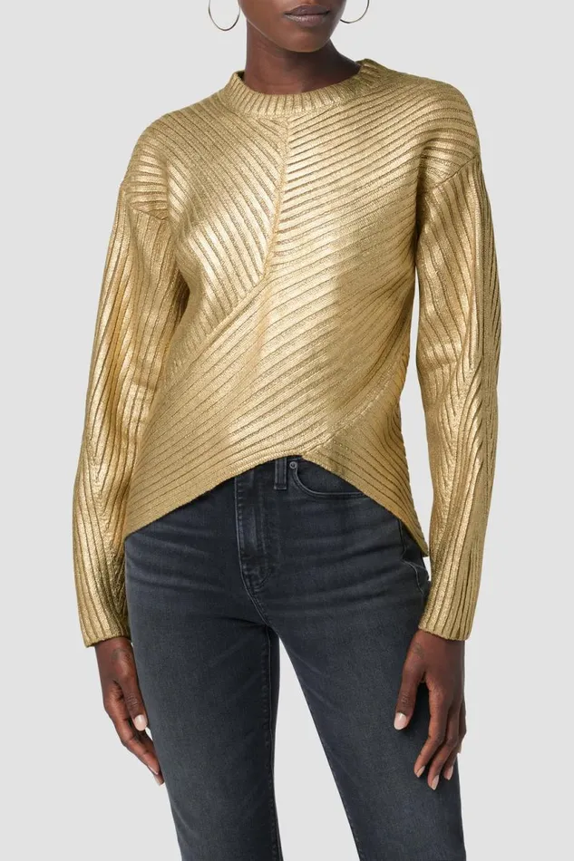 Tops and Sweaters Women Hudson Jeans Front Wrap Sweater Foiled Camel