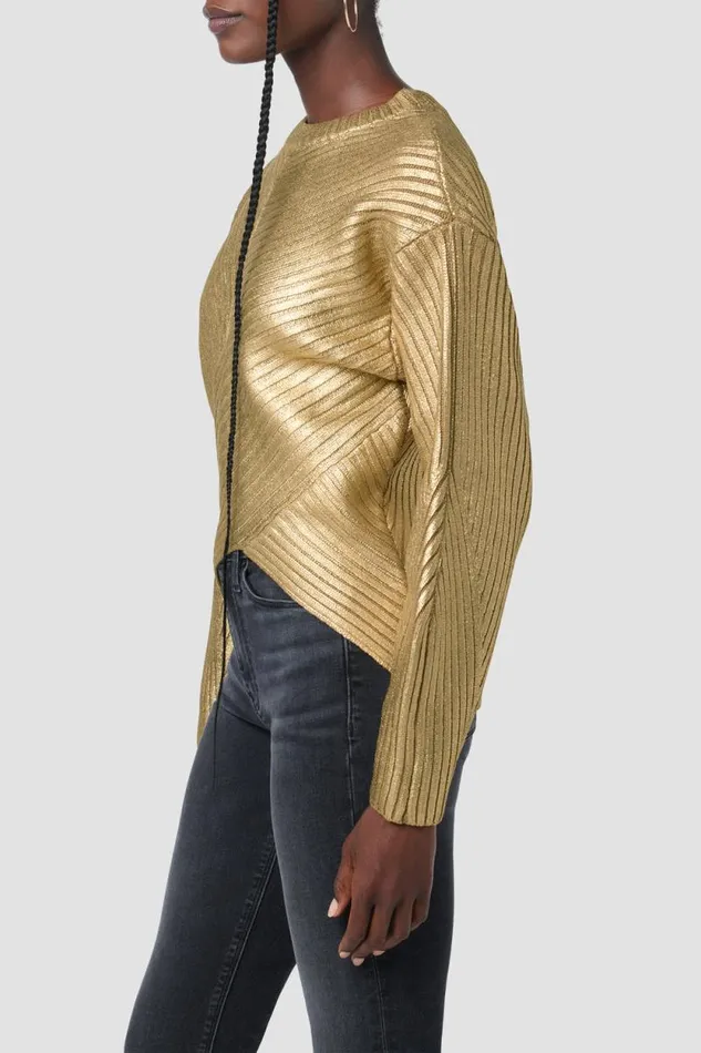 Tops and Sweaters Women Hudson Jeans Front Wrap Sweater Foiled Camel Tops and Sweaters Women Hudson Jeans Front Wrap Sweater Foiled Camel