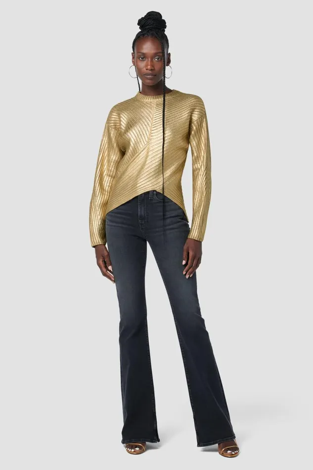 Tops and Sweaters Women Hudson Jeans Front Wrap Sweater Foiled Camel Tops and Sweaters Women Hudson Jeans Front Wrap Sweater Foiled Camel