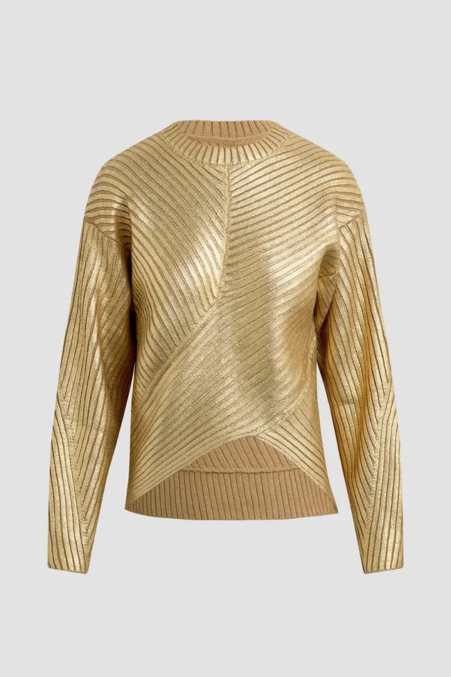 Tops and Sweaters Women Hudson Jeans Front Wrap Sweater Foiled Camel Tops and Sweaters Women Hudson Jeans Front Wrap Sweater Foiled Camel