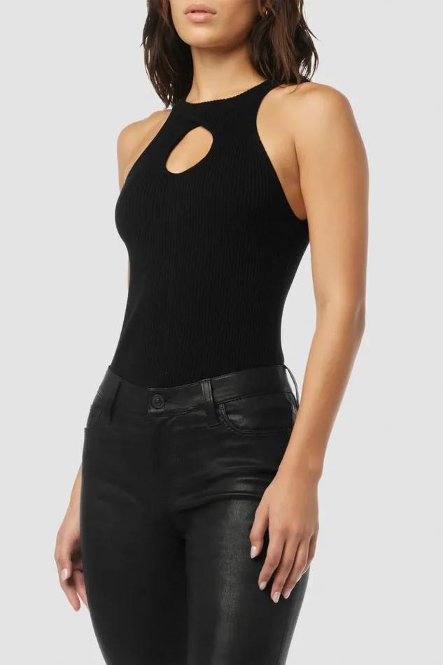 Tops and Sweaters Women Hudson Jeans Mock Neck Keyhole Racer Tank Black Tops and Sweaters Women Hudson Jeans Mock Neck Keyhole Racer Tank Black