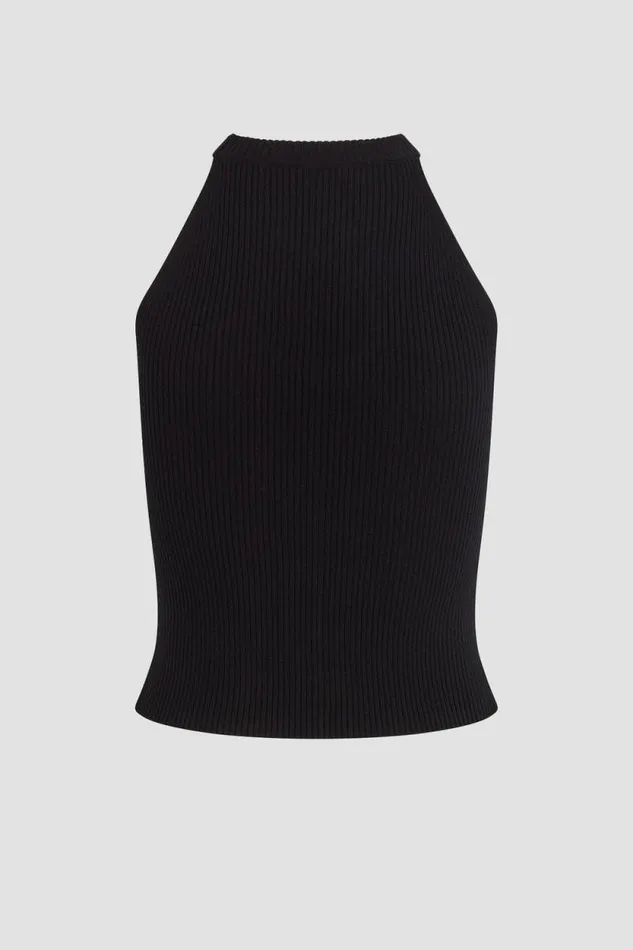 Tops and Sweaters Women Hudson Jeans Mock Neck Keyhole Racer Tank Black Tops and Sweaters Women Hudson Jeans Mock Neck Keyhole Racer Tank Black