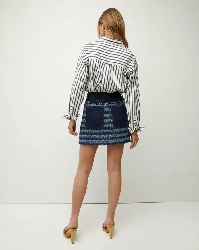 Tops and Tees Shop Veronica Beard Aderes ButtonDown Shirt Marineoffwhite