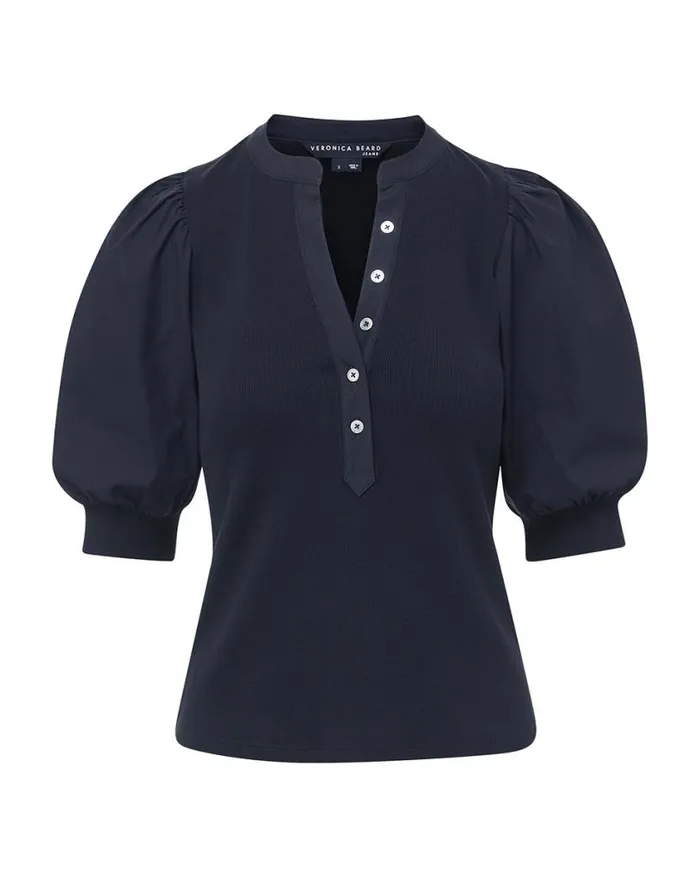 Tops and Tees Shop Veronica Beard Coralee PuffSleeve Tee Navy