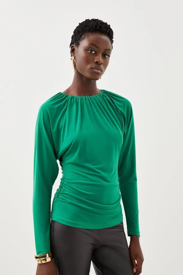 Tops Women Karen Millen Jersey Crepe Batwing Top Green