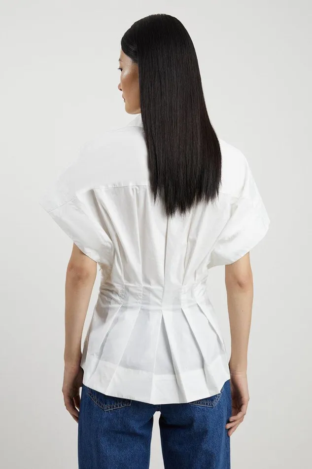 Tops Women Karen Millen Poplin Balloon Strong Shoulder Woven Shirt White