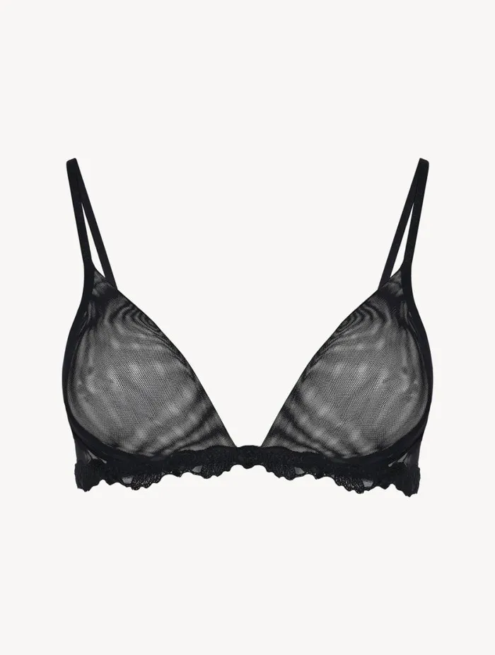 Triangle Bra In Sheer Black Stretch Tulle Lingerie La Perla Triangle