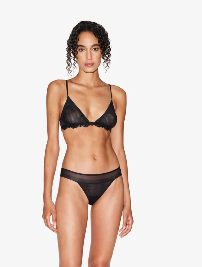 Triangle Bra In Sheer Black Stretch Tulle Lingerie La Perla Triangle