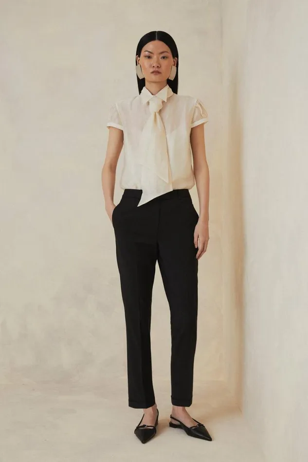 Trousers Women Karen Millen Petite The Founder Tailored Wool Blend Straight Trousers Black Trousers Women Karen Millen Petite The Founder Tailored Wool Blend Straight Trousers Black