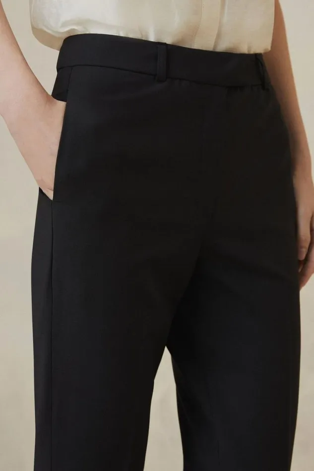 Trousers Women Karen Millen Petite The Founder Tailored Wool Blend Straight Trousers Black