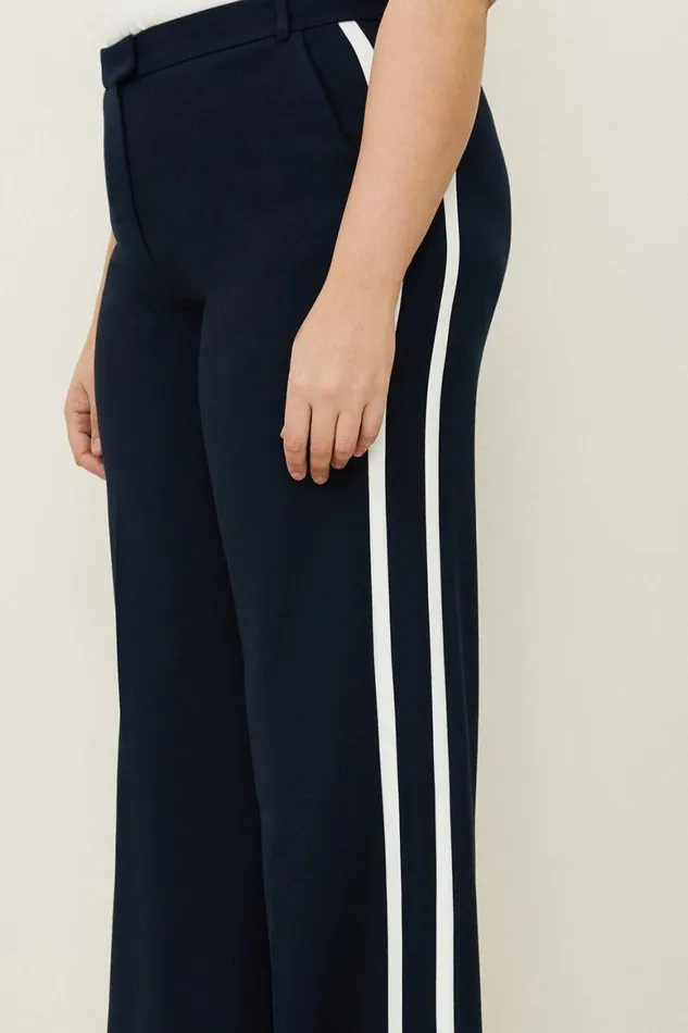 Trousers Women Karen Millen Plus Compact Stretch Straight Leg Tipped Tailored Trousers Midnight Trousers Women Karen Millen Plus Compact Stretch Straight Leg Tipped Tailored Trousers Midnight