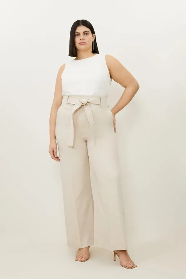 Trousers Women Karen Millen Plus Size Tailored Viscose Linen Eyelet Detail Belted Straight Leg Trouser Camel Trousers Women Karen Millen Plus Size Tailored Viscose Linen Eyelet Detail Belted Straight Leg Trouser Camel