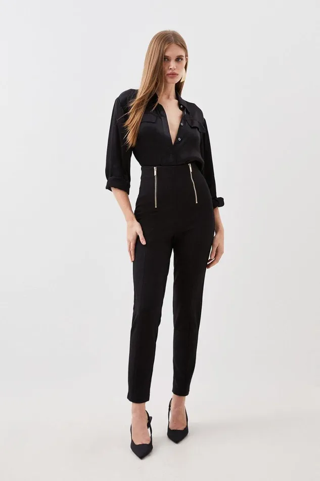 Trousers Women Karen Millen Ponte High Waisted Legging Black