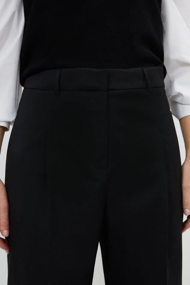 Trousers Women Karen Millen Tailored Premium Twill Wide Leg Trousers Black