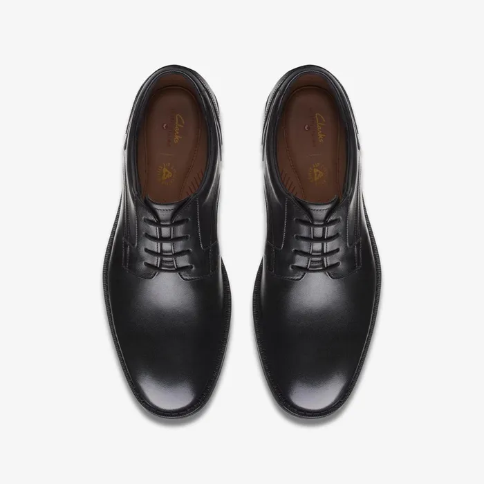 Un Hugh Lace Black Leather Men Clarks Dress Shoes