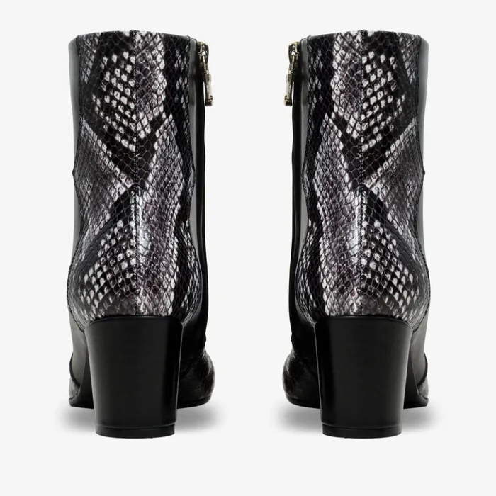 Vinci Leather Boots and Booties The Gray Black and White Leather Block Heel Boot 8211 Women