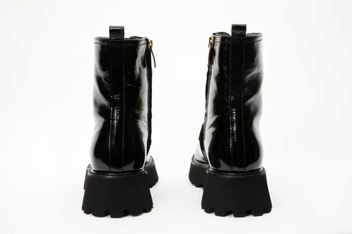 Vinci Leather Boots and Booties The Ottawa Black Patent Leather Ankle Boot 8211 Women