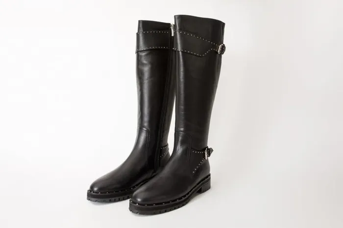 Vinci Leather Boots and Booties The Sariyer Black Leather Knee High Boot 8211 Women