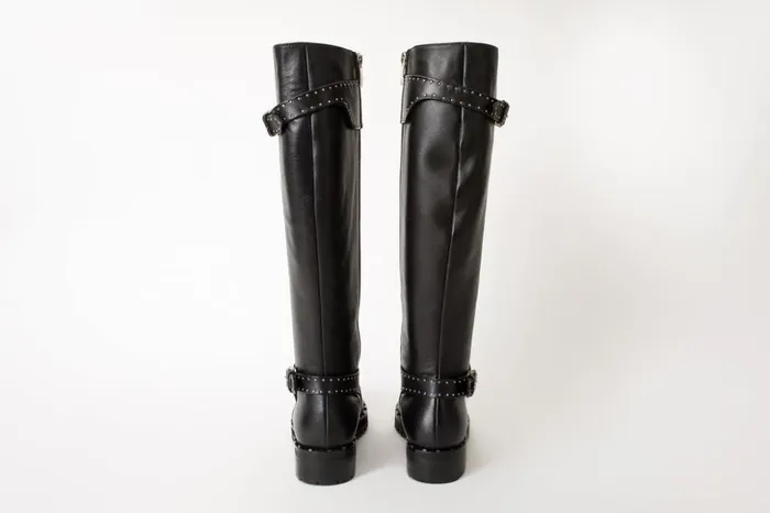 Vinci Leather Boots and Booties The Sariyer Black Leather Knee High Boot 8211 Women
