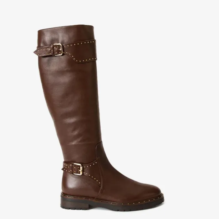 Vinci Leather Boots and Booties The Sariyer Brown Leather Knee High Boot 8211 Women