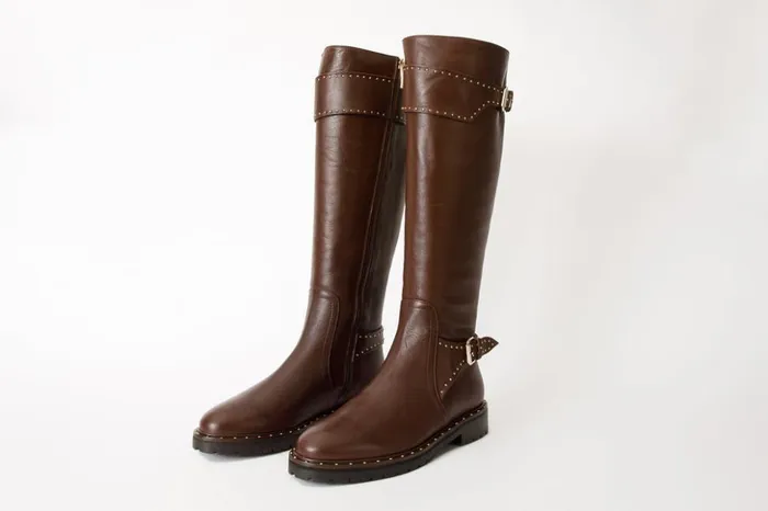 Vinci Leather Boots and Booties The Sariyer Brown Leather Knee High Boot 8211 Women