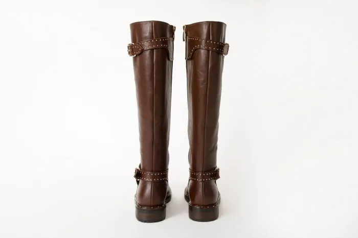 Vinci Leather Boots and Booties The Sariyer Brown Leather Knee High Boot 8211 Women